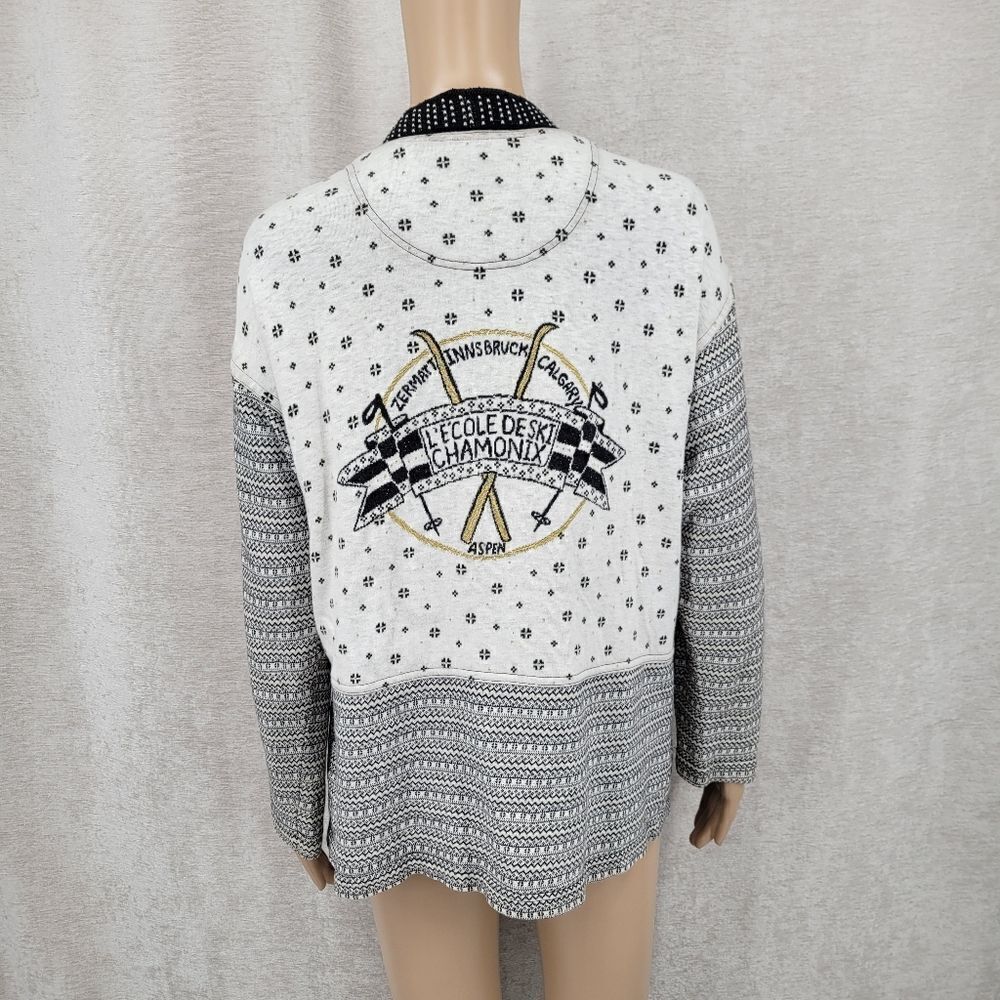 Carole Little St. Tropez Wear Vintage Aspen Ski Sweater Cardigan Women's Medium